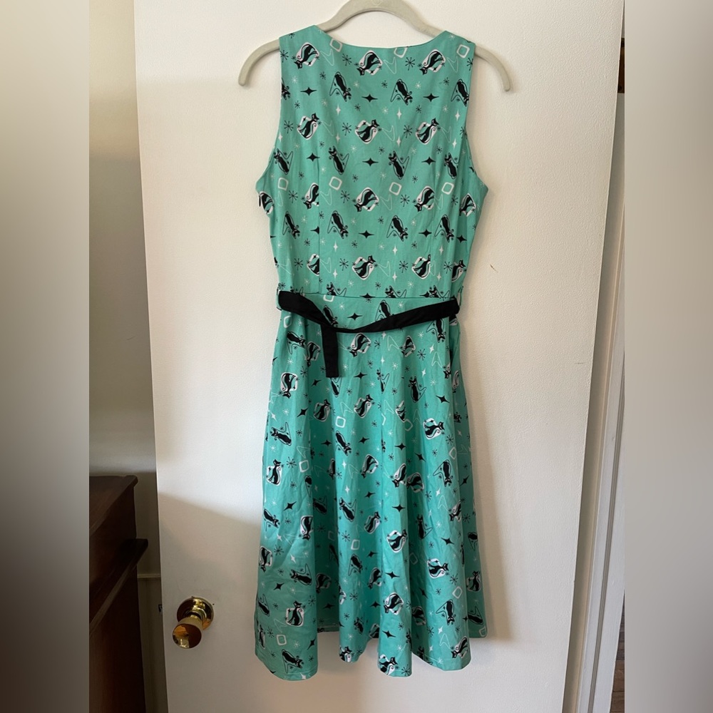 Voodoo Vixen Mint Green Skater Dress with Black Accents - Picture 5 of 8